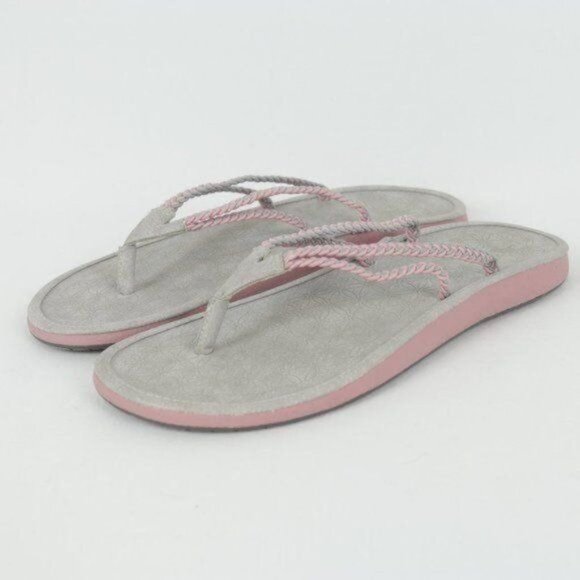 JBU Sport Key West Women's Size 9 Gray & Pink Vegan Leather Flip Flop Sandals - Picture 3 of 11